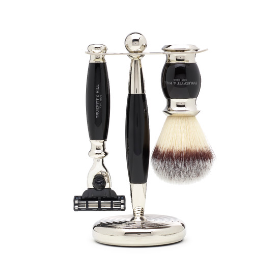 Truefitt & Hill Edwardian Mach III Razor, Brush & Stand, Ivory | Fortnum & Mason