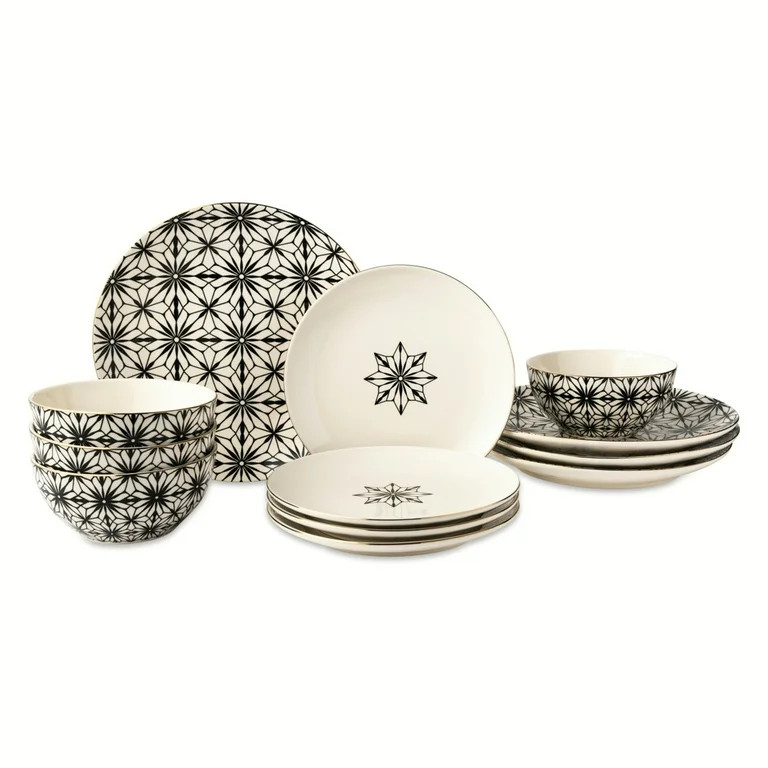 Thyme & Table Snowflake12-Piece Ceramic Dinnerware Set - Cream | Walmart (US)