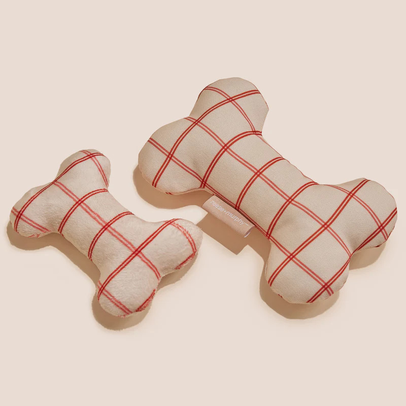 Candy Cane Red Bone Shaped Plush Toy Bundle | Reese + Murphy LLC