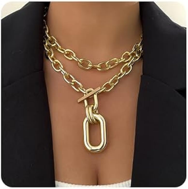 Punk Choker Necklace Chunky Chain Link Necklace for Women | Amazon (US)