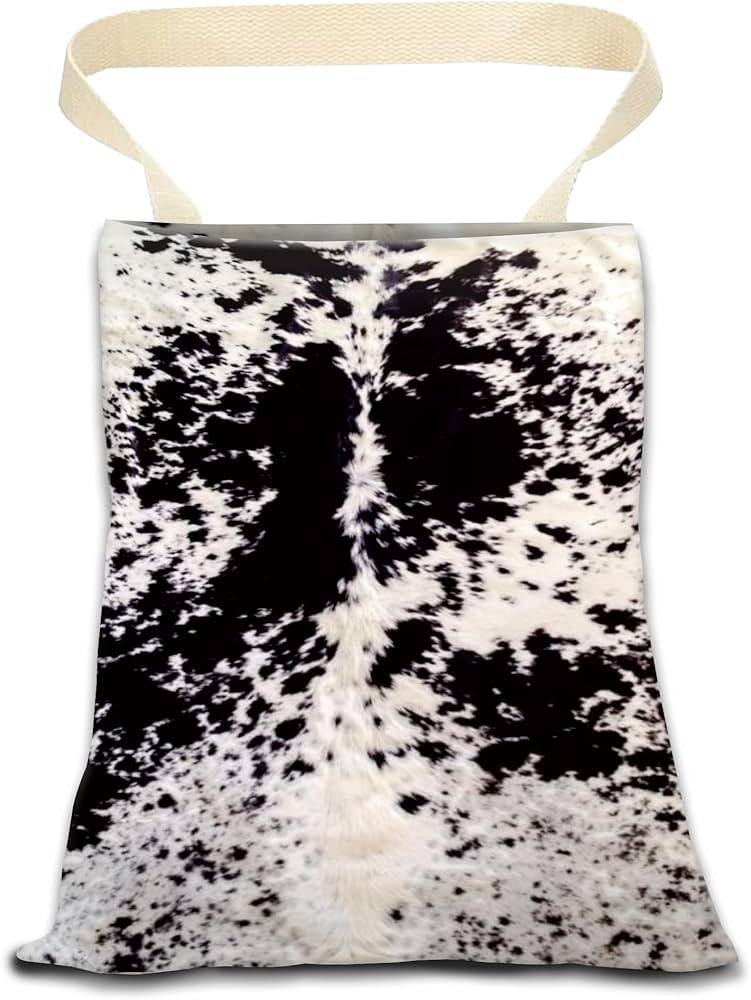 Hanging Car Trash Can Bag - Black & White Cowhide, Retro Design, Back Seat Organizer for Travel, ... | Amazon (US)