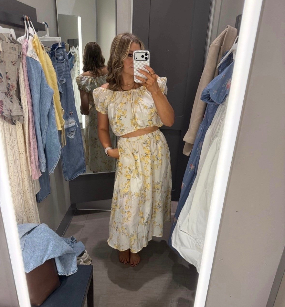 This set is so pretty for spring. The soft floral print and flowy fit make it feel effortless but still really put together. It’s one of those outfits you can throw on and instantly feel cute in.

spring outfit, matching set, floral outfit, midi skirt outfit, feminine style, brunch outfit, target finds, SavannahK 

#LTKTravel #LTKSeasonal #LTKootd