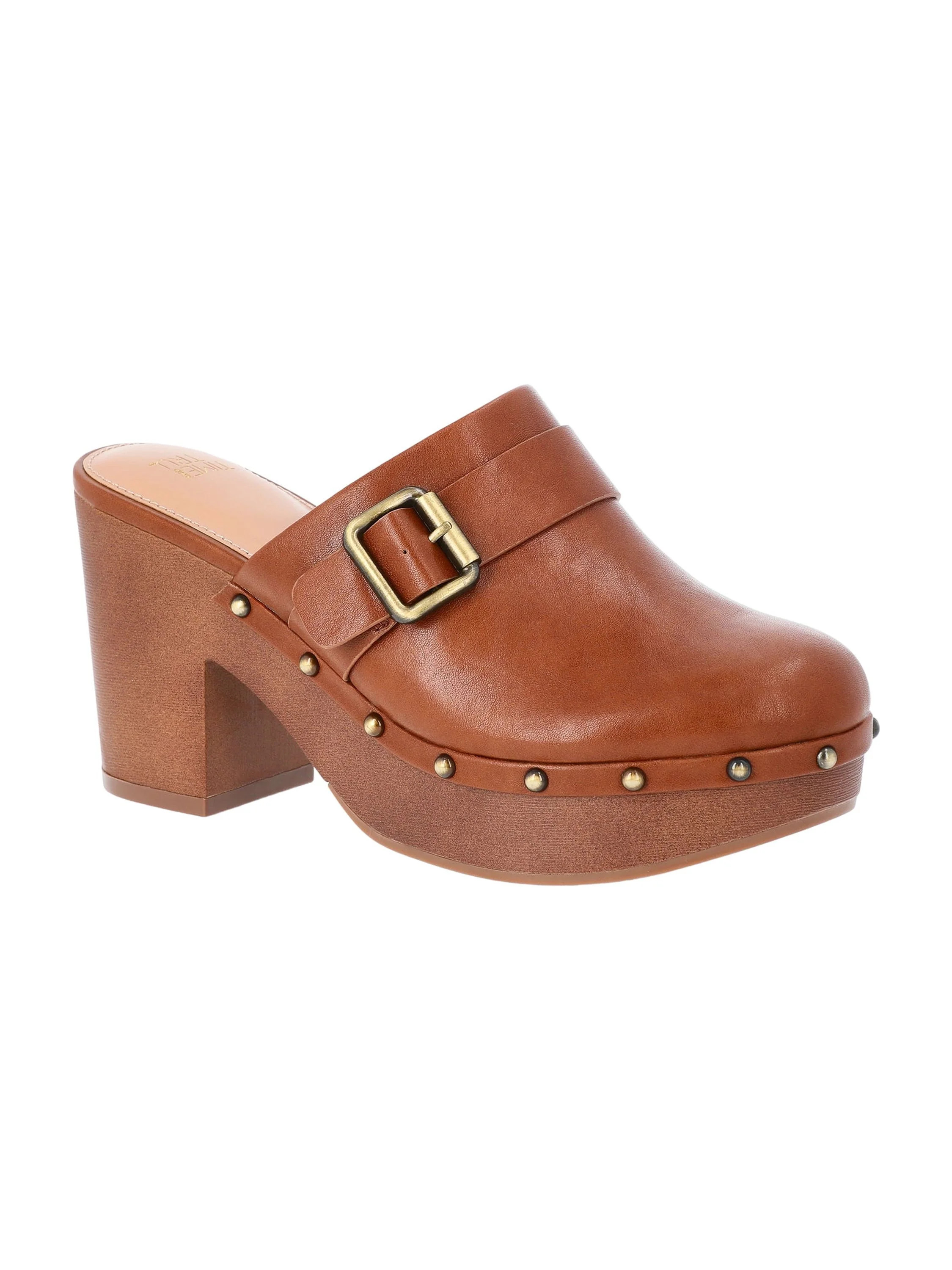 Time and Tru Women's Faux Leather Heeled Clogs | Walmart (US)