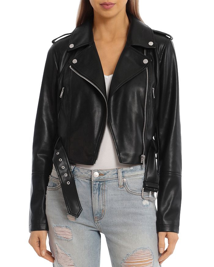 Faux Leather Belted Biker Jacket | Bloomingdale's (US)