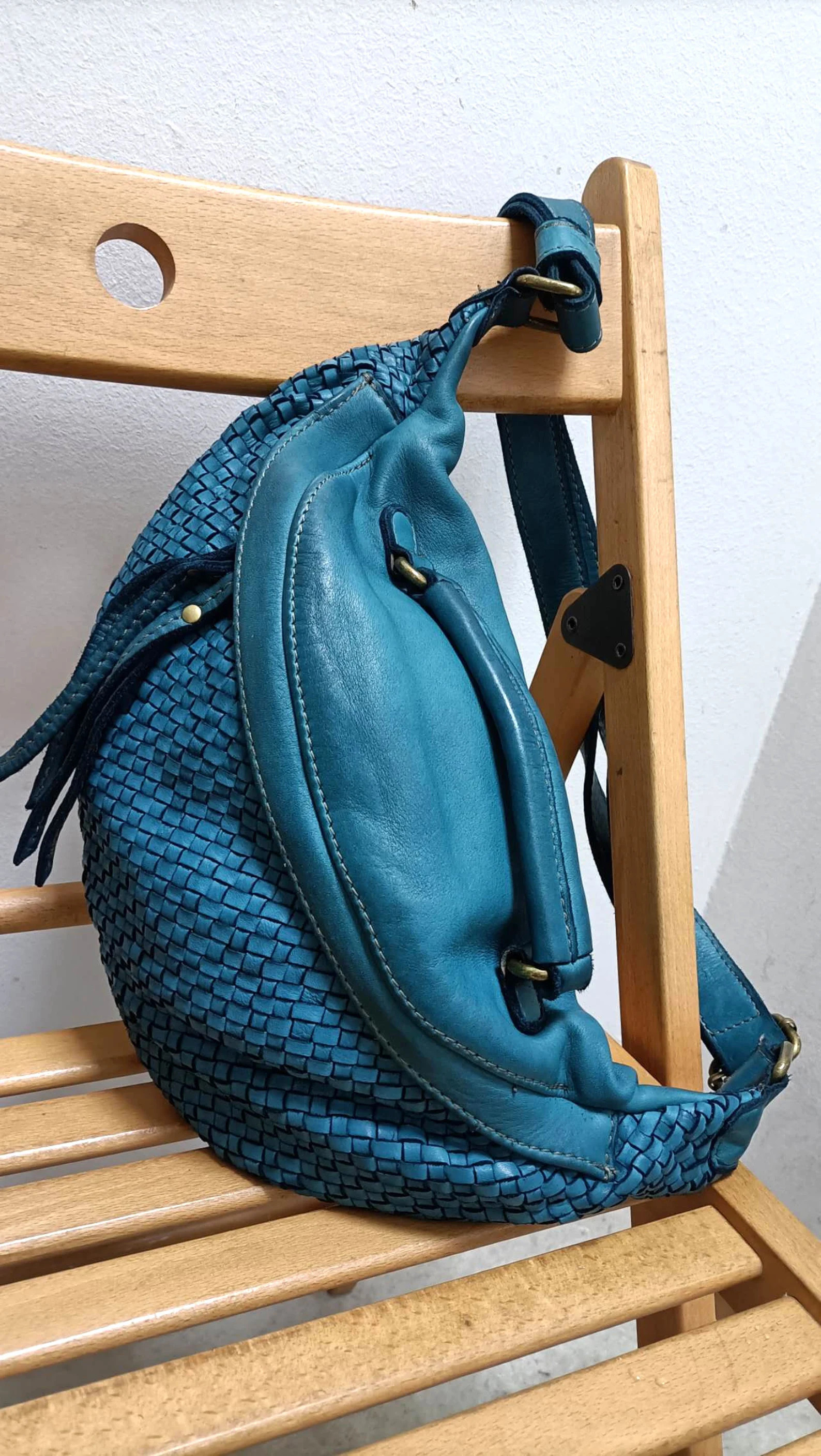 Leather Sling Bag Soft Woven Waist Bag Leather Pouch Bag Yellow Fanny Pack Made in Italy - Etsy | Etsy (US)