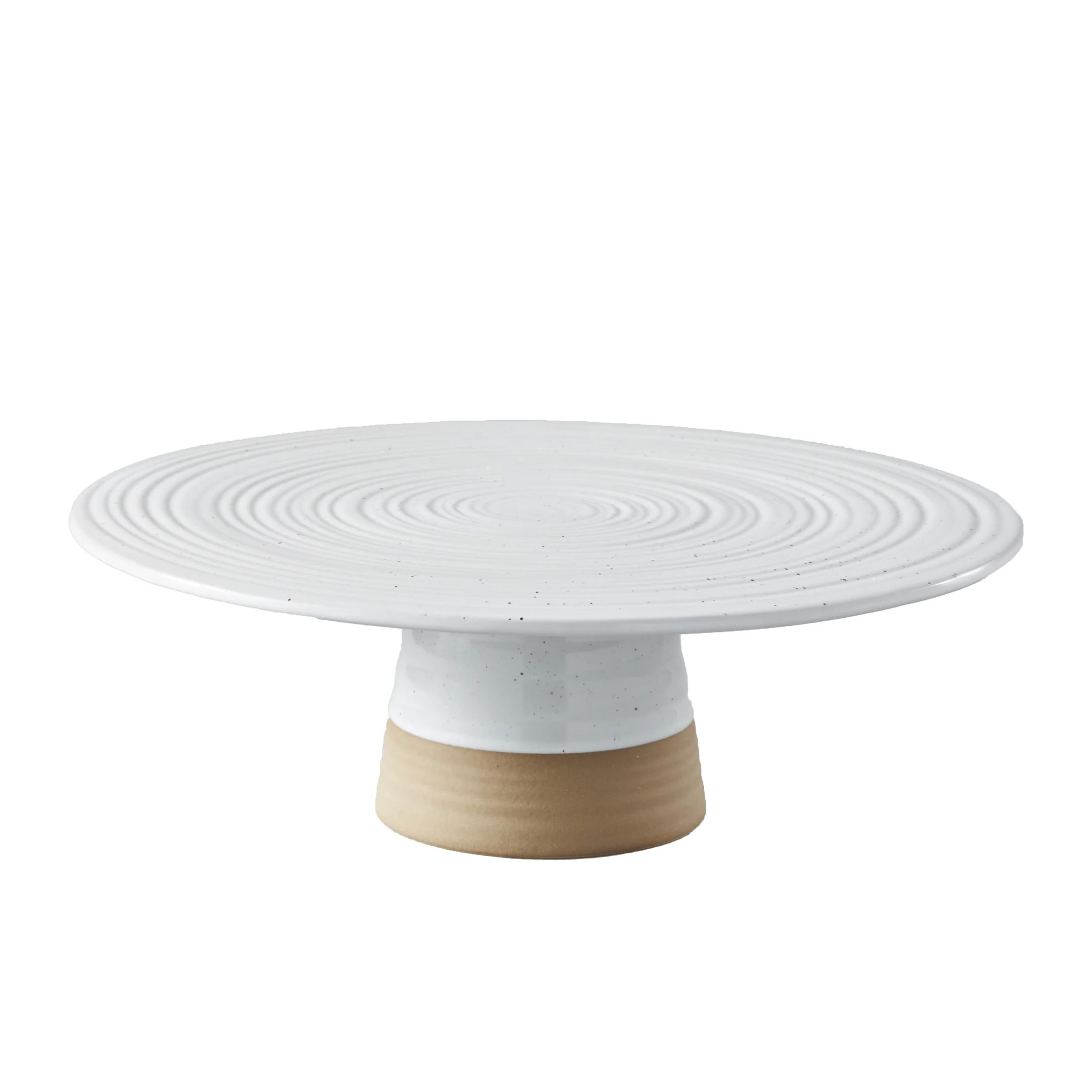 Better Homes & Gardens Abbott Exposed Clay Stoneware Pedestal Cake Stand, White Speckled | Walmart (US)