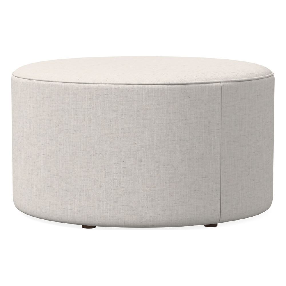 Isla Large Ottoman, Poly, Performance Coastal Linen, White, Concealed Supports | West Elm (US)