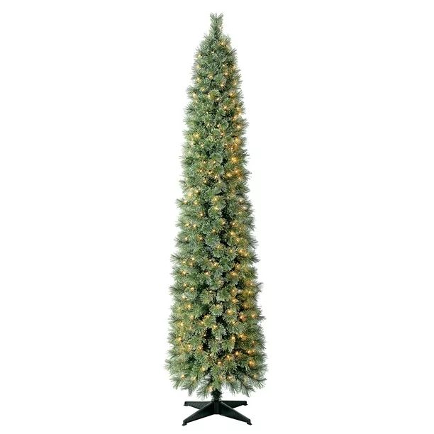 Holiday Time Pre-Lit Shelton Pencil Fir Artificial Christmas Tree, Clear Incandescent Lights, 7' ... | Walmart (US)