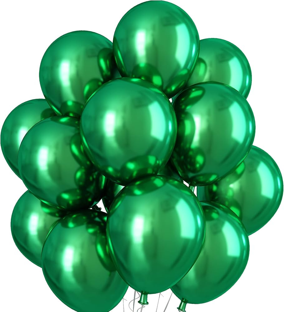Chrome Green Balloons 12 Inch, Double-Layered Metallic Dark Green Balloons, Shiny Thick Chrome Me... | Amazon (US)