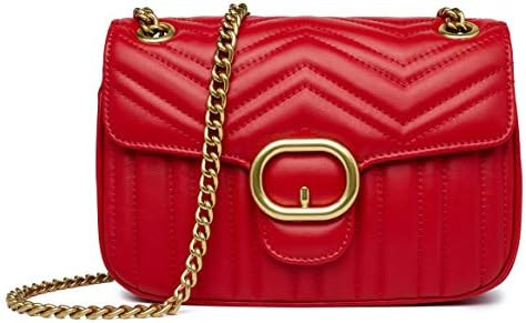Women Genuine Leather Shoulder Bag Ladies Fashion Clutch Purses Quilted Crossbody Bags With Chain... | Amazon (US)