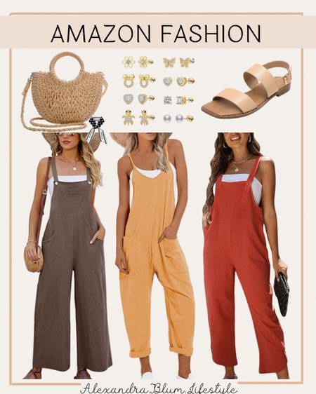 Jumpsuits from Amazon! Perfect vacation outfit and travel outfit! Beach bag, stud earrings, and nude sandals! Amazon fashion! Amazon trends! 

#LTKFindsUnder50 #LTKStyleTip #LTKTravel