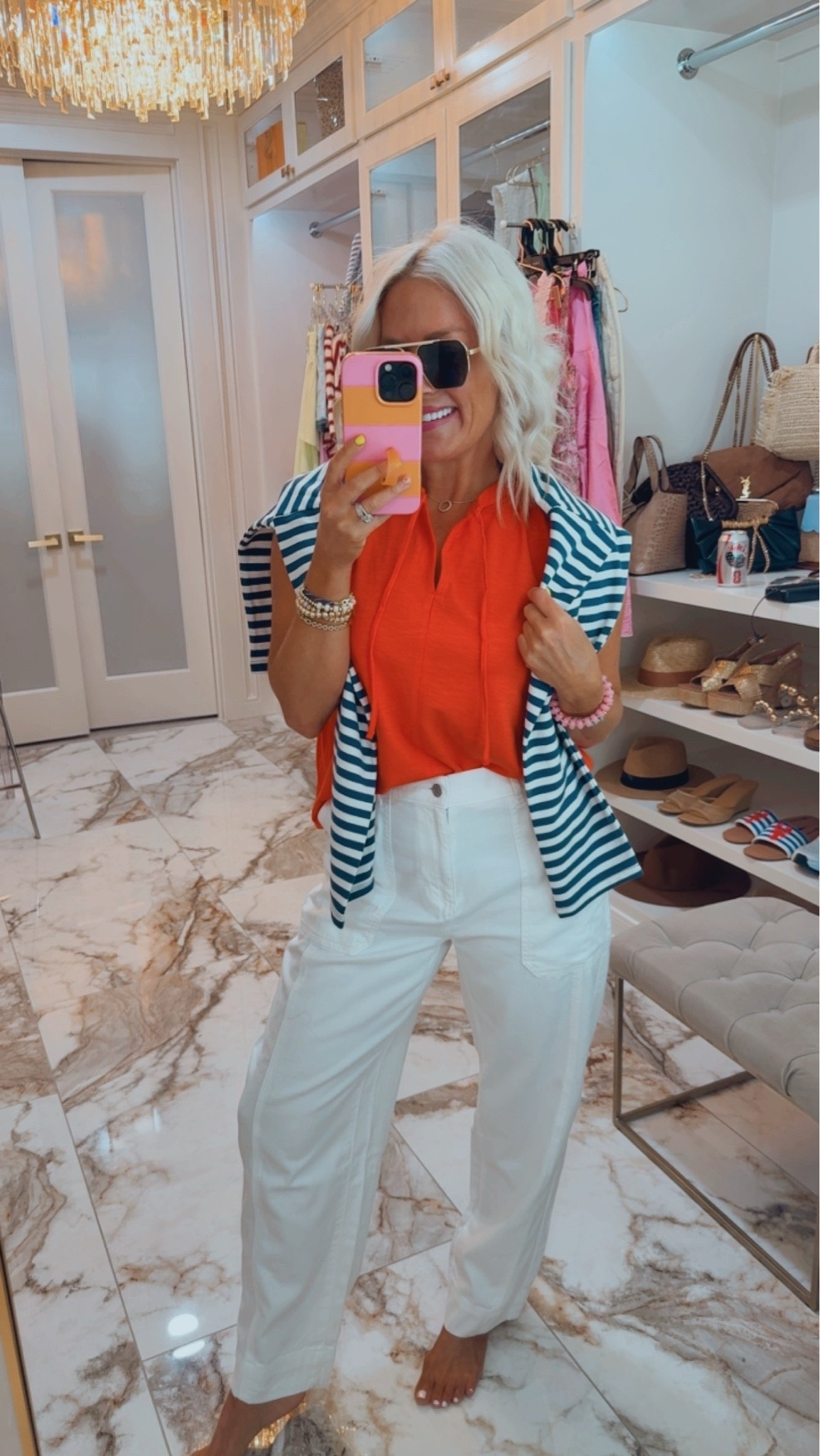 Casual everyday July fourth outfit inspo 
Size small in all