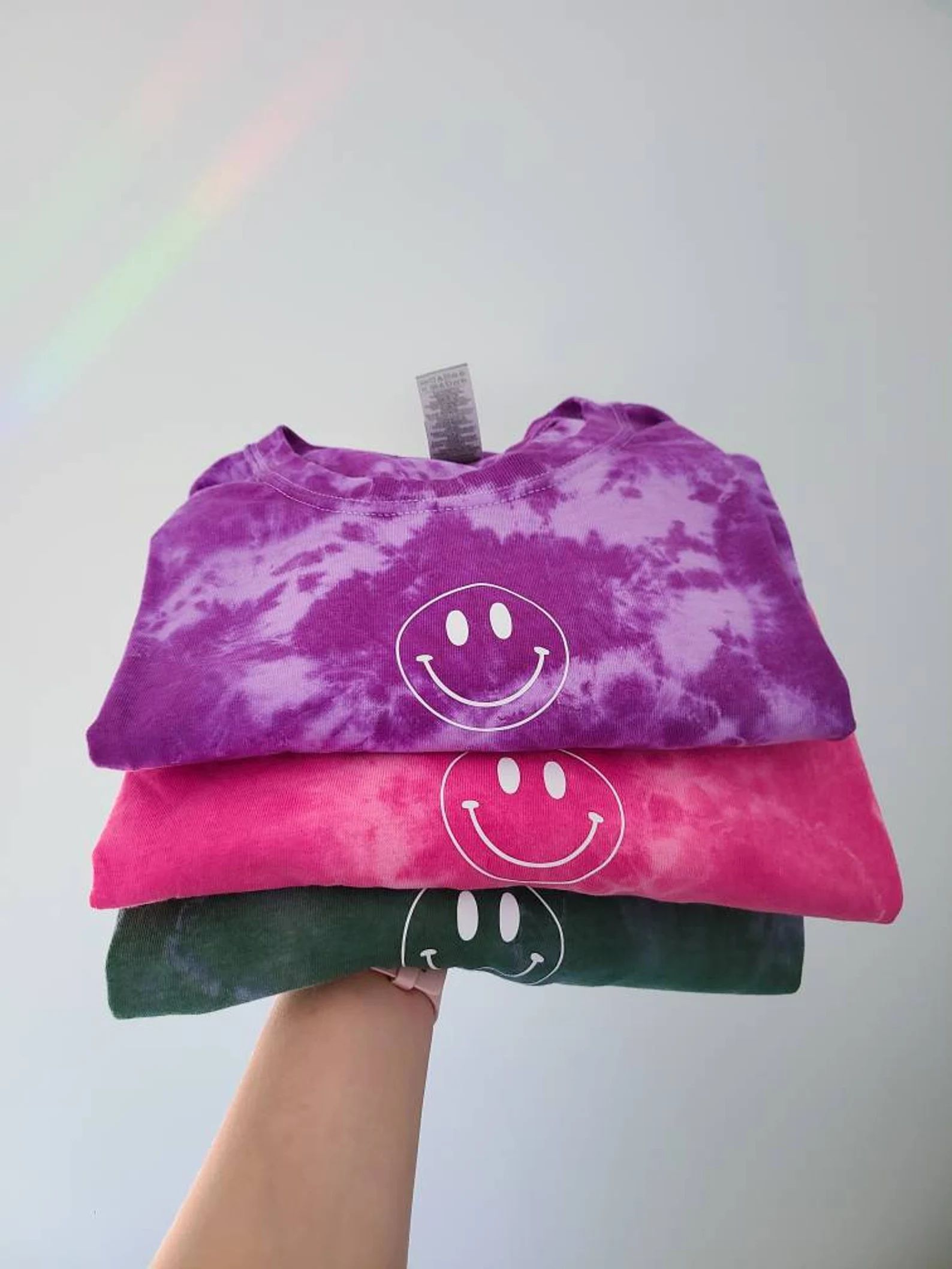 Tie Dye Crewneck Sweatshirt With Smile Face Vinyl Decal / - Etsy | Etsy (US)