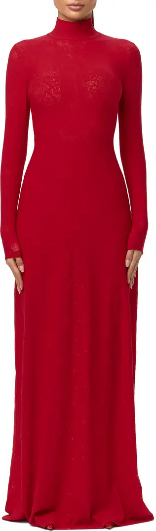 Naked Wardrobe Mock Neck Long Sleeve Lace Maxi Dress | Nordstrom | Nordstrom