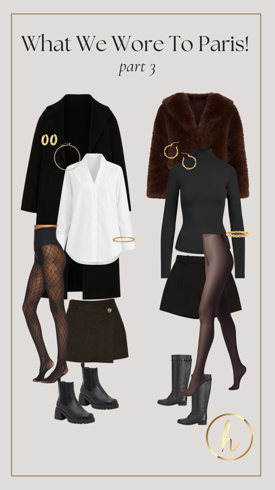 Part 3 of what we wore in Paris — classic layers, tailored minis, luxe textures, and gold accents on repeat. 
Everything linked for your own Paris-inspired outfit 🖤
#LTKStyle #LTKTravel #LTKFashion #ParisStyle #TimelessFashion  

 