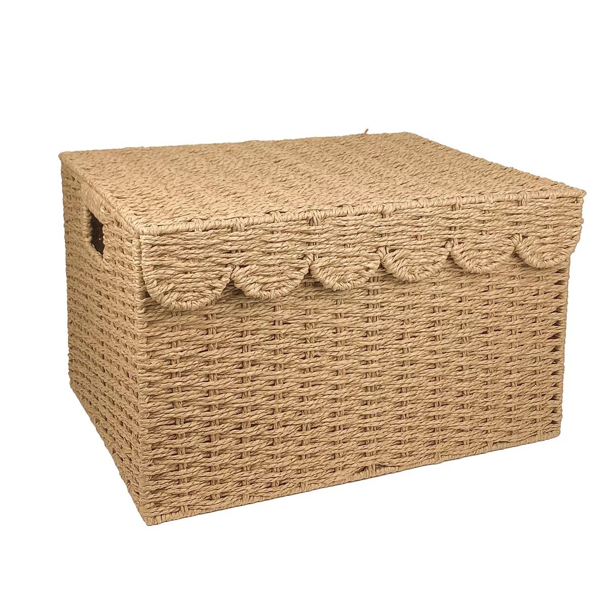 Belle Maison Scallop Lid Paper Weave Basket | Kohl's