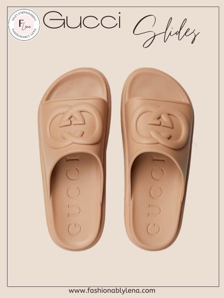 Gucci Slides, Gucci sandals, Gucci Espadrilles, trendy sandals. Trendy slides, designer sandals, designer slides, pool slides, beach slides, GG slides, neutral slides, vacation sandals
