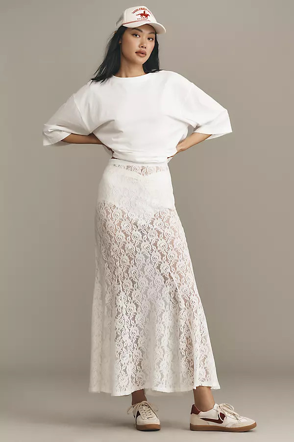 Sheer Tiered Lace Maxi Skirt | Anthropologie (US)