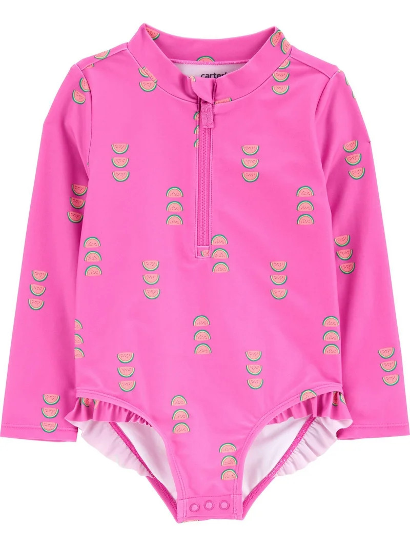 Carter's Child of Mine Toddler Girl Rash Guard Swimsuit, One-Piece, Sizes 12M-5T | Walmart (US)
