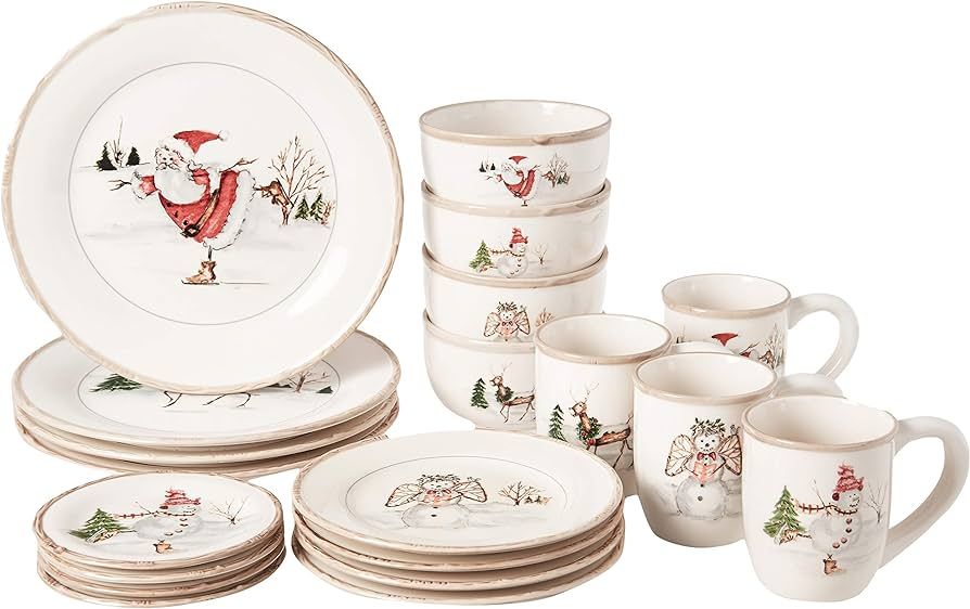 American Atelier Christmas Twig Holiday Dinnerware Set – 20-Piece Christmas-Themed Earthenware ... | Amazon (US)