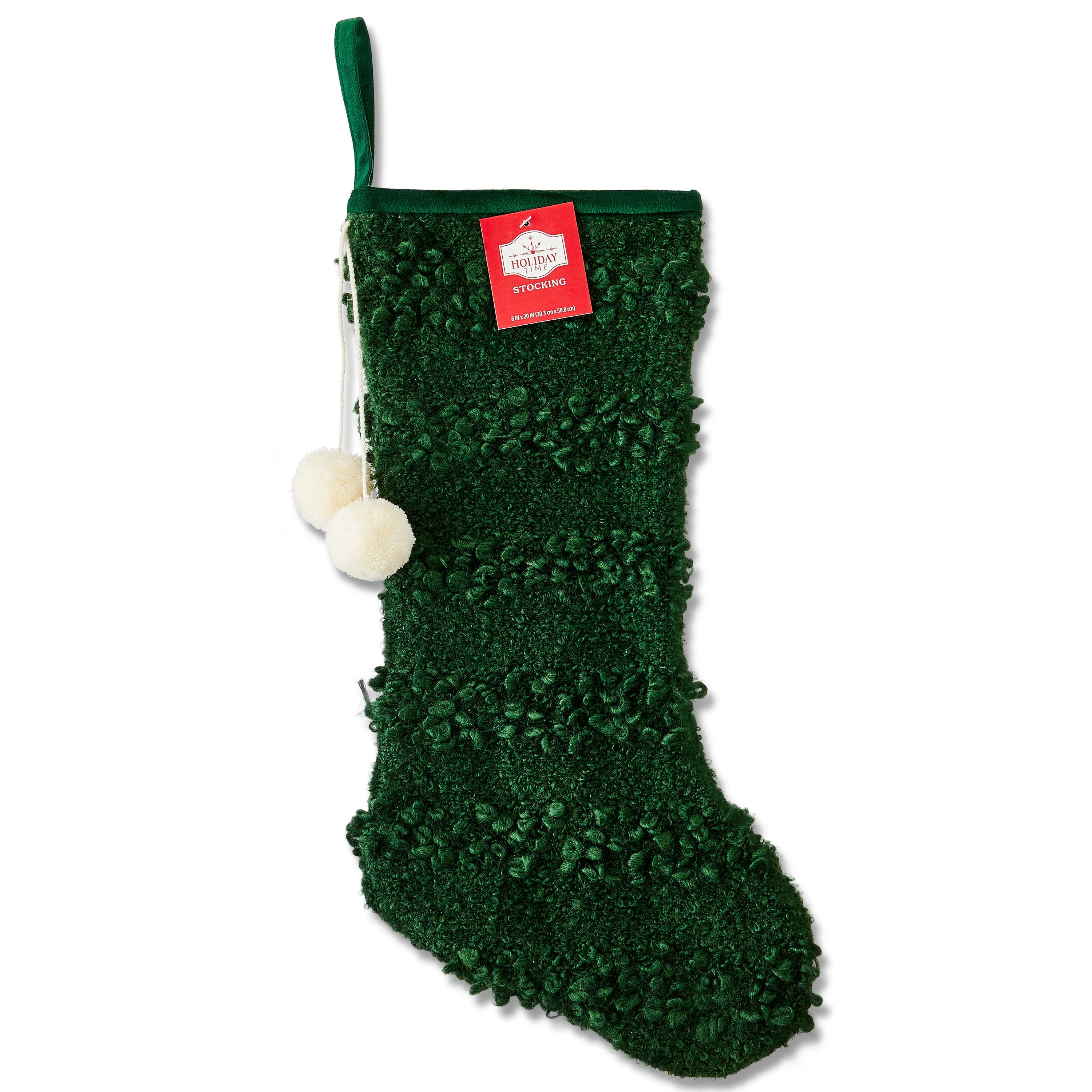 Boucle Christmas Stocking, Green, 20", by Holiday Time | Walmart (US)