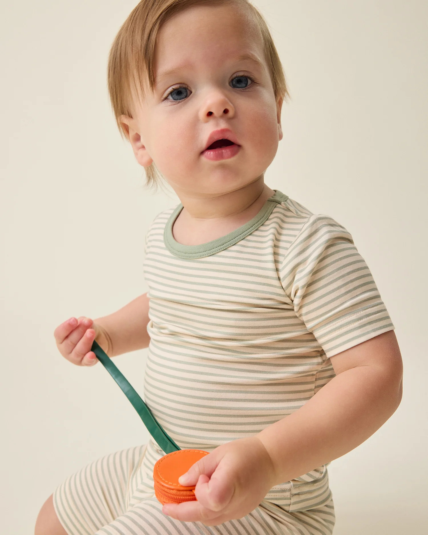 Bamboo Short Sleeve & Shorts Set | Sage Candy Stripe - Kindred Bravely | Kindred Bravely