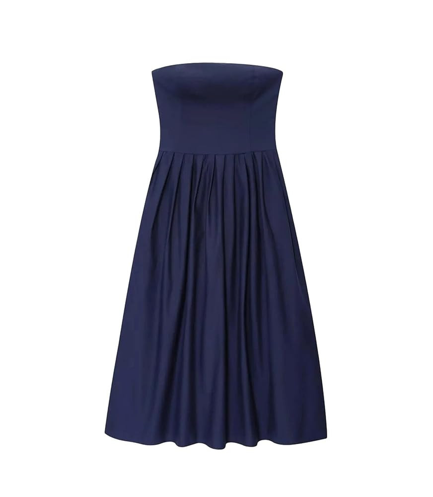 Mnjyihy Women Sexy Sleeveless Backless Zipper Pleated Decorate Dress Chic Slim Solid Party Midi D... | Amazon (US)