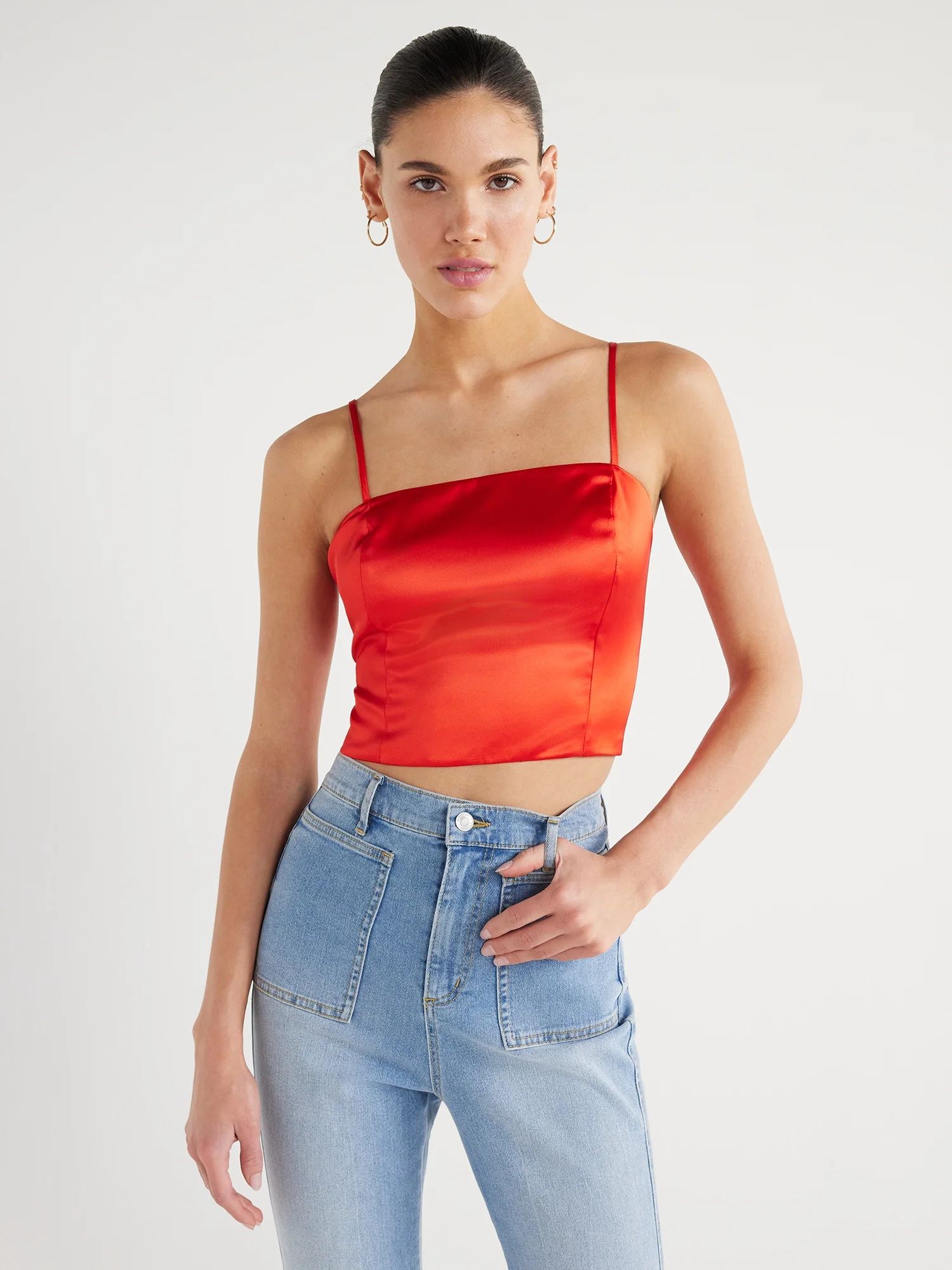 Scoop Women’s High Shine Satin Cami Top, Sizes XS-XXL | Walmart (US)