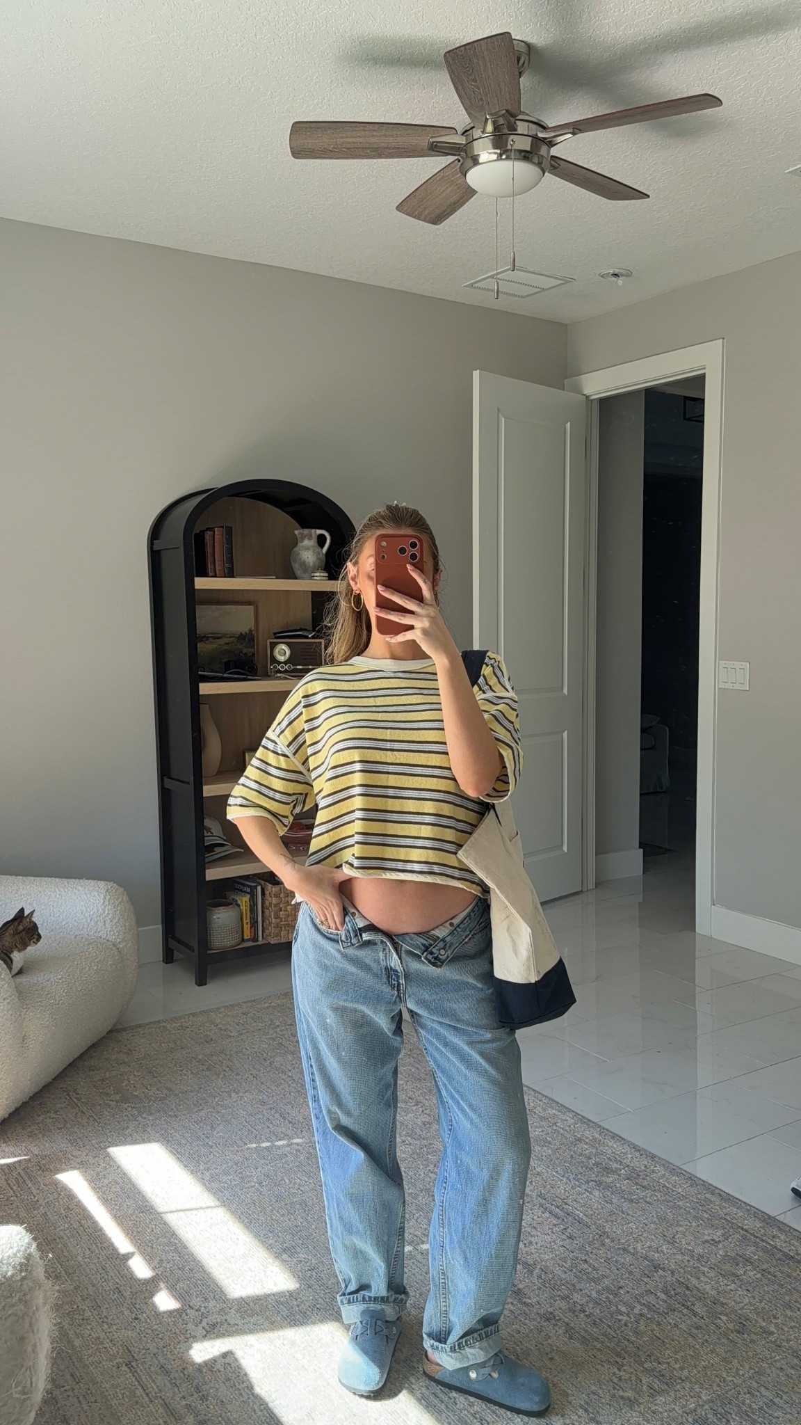 Small in the shirt, size 26 in jeans! 

#LTKBump #LTKmomlife #LTKSeasonal