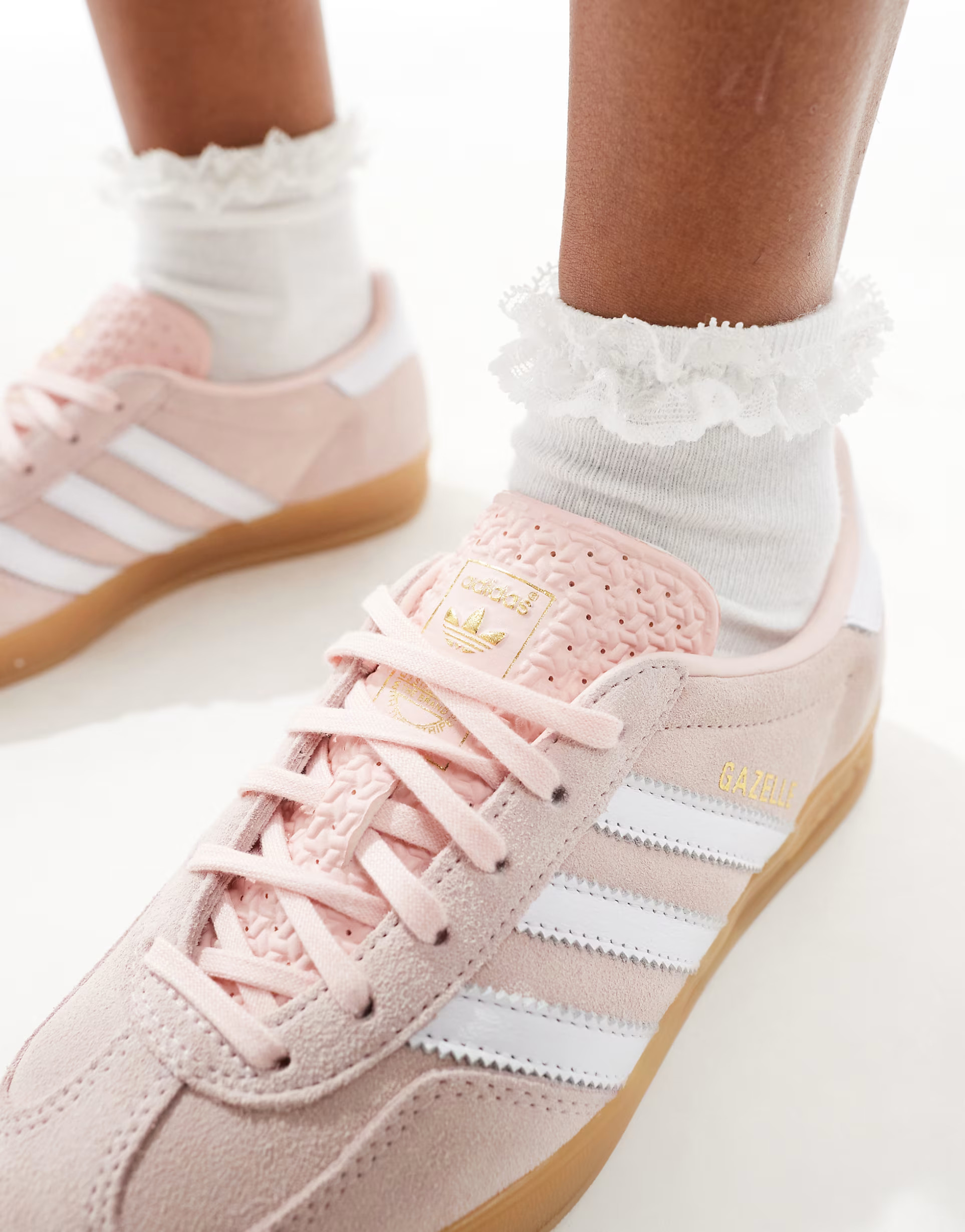 adidas Originals Gazelle Indoor trainers in pale pink with gum sole | ASOS (Global)