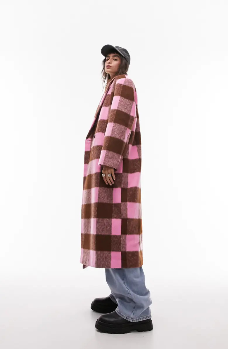 Topshop Check Brushed Coat | Nordstrom | Nordstrom