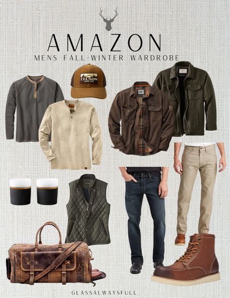Amazon men’s winter wardrobe, my husband has the brown jacket and he loves it! Valentine’s day gifts for him, Mens wardrobe capsule, mens jeans, men’s shirts, men’s jackets, mens boots, men’s duffle, men’s gifts, gift guide for men, Valentine’s Day, Valentine’s gifts for him. Callie Glass 

#LTKmens #LTKGiftGuide #LTKFind