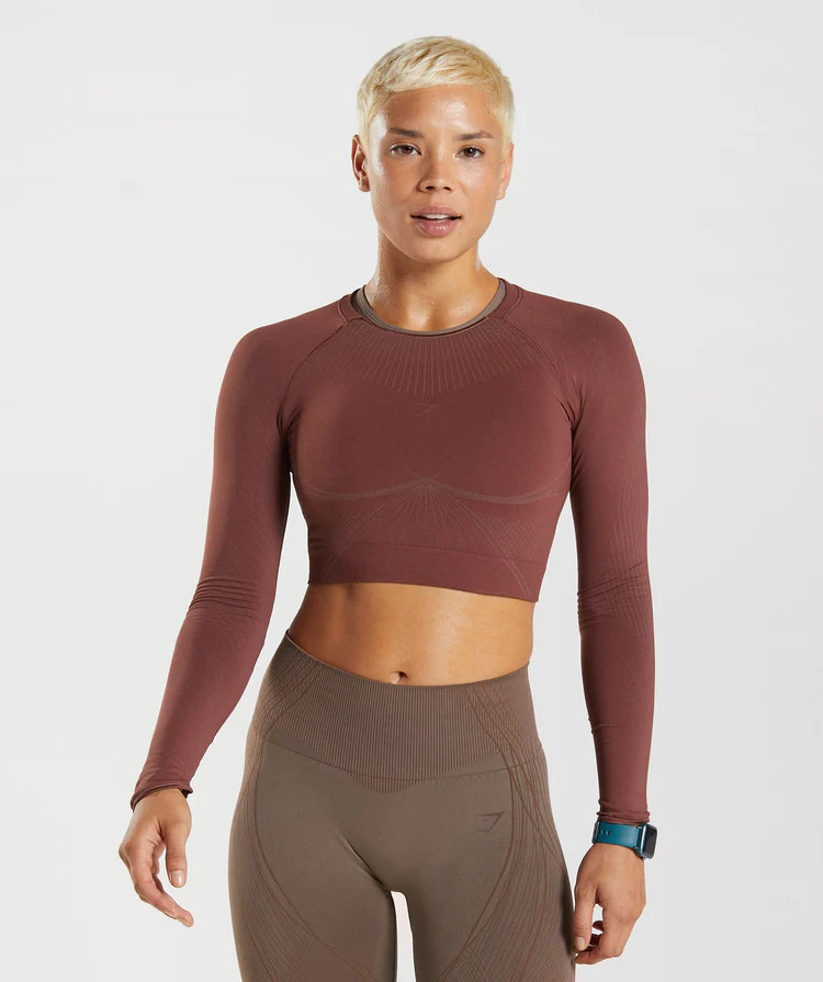 Gymshark Apex Seamless Crop Top - Cherry Brown/Truffle Brown | Gymshark US