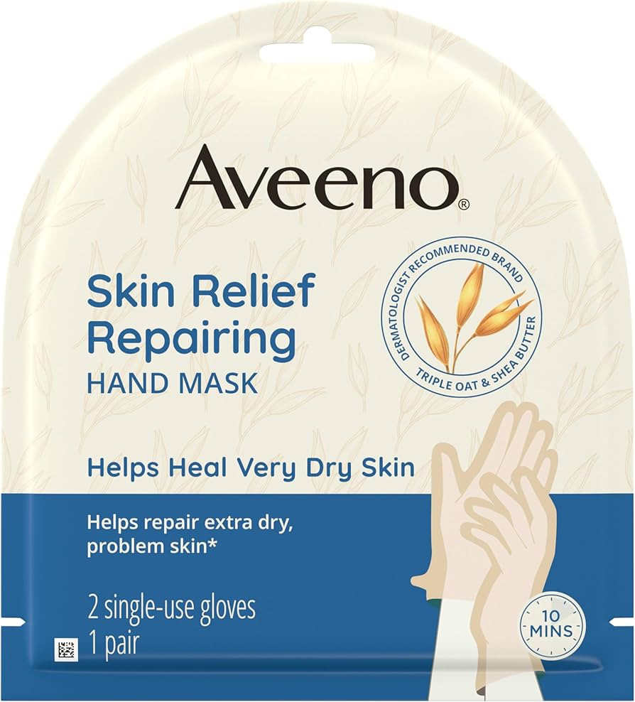 Aveeno Skin Relief Repairing Hand Mask, Moisturizing Gloves with Prebiotic Oat & Shea Butter for ... | Amazon (US)