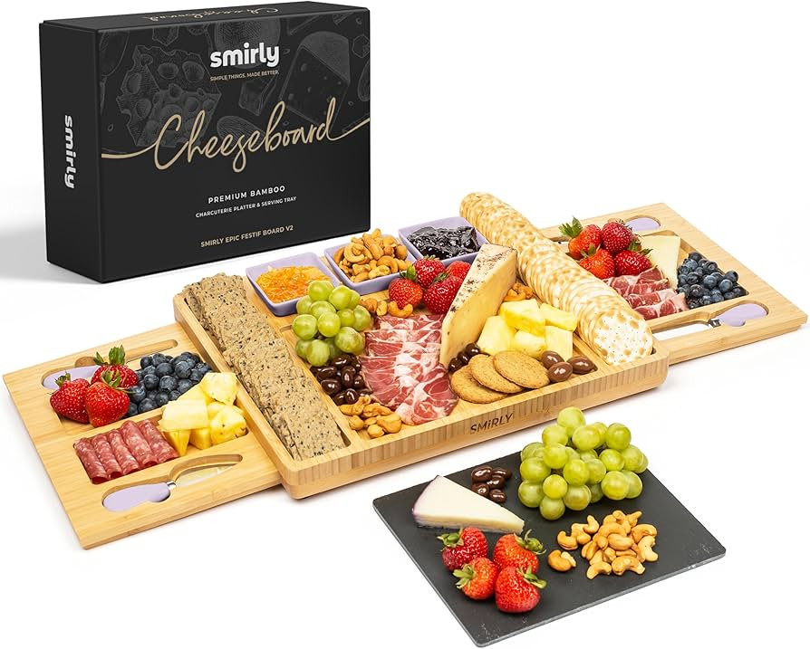 SMIRLY Charcuterie Boards Gift Set: Charcuterie Board Set, Bamboo Cheese Board Set - House Warmin... | Amazon (US)