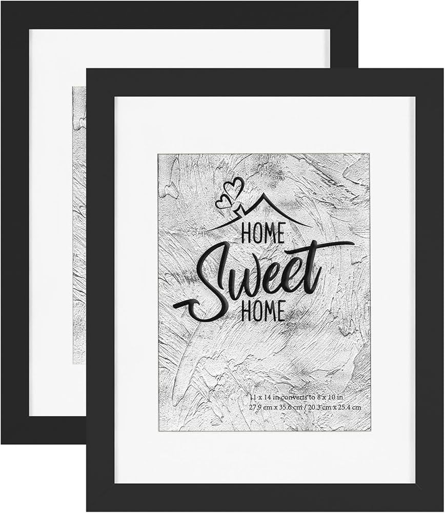 Califortree Black 11x14 Picture Frame - Display Photos 8x10 with Mat or 11x14 Without Mat - HD Gl... | Amazon (US)