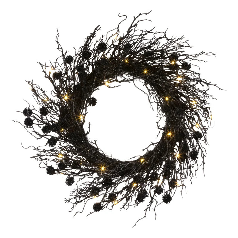 24in. Halloween Deadwood Wreath with LED Lights | Wayfair North America