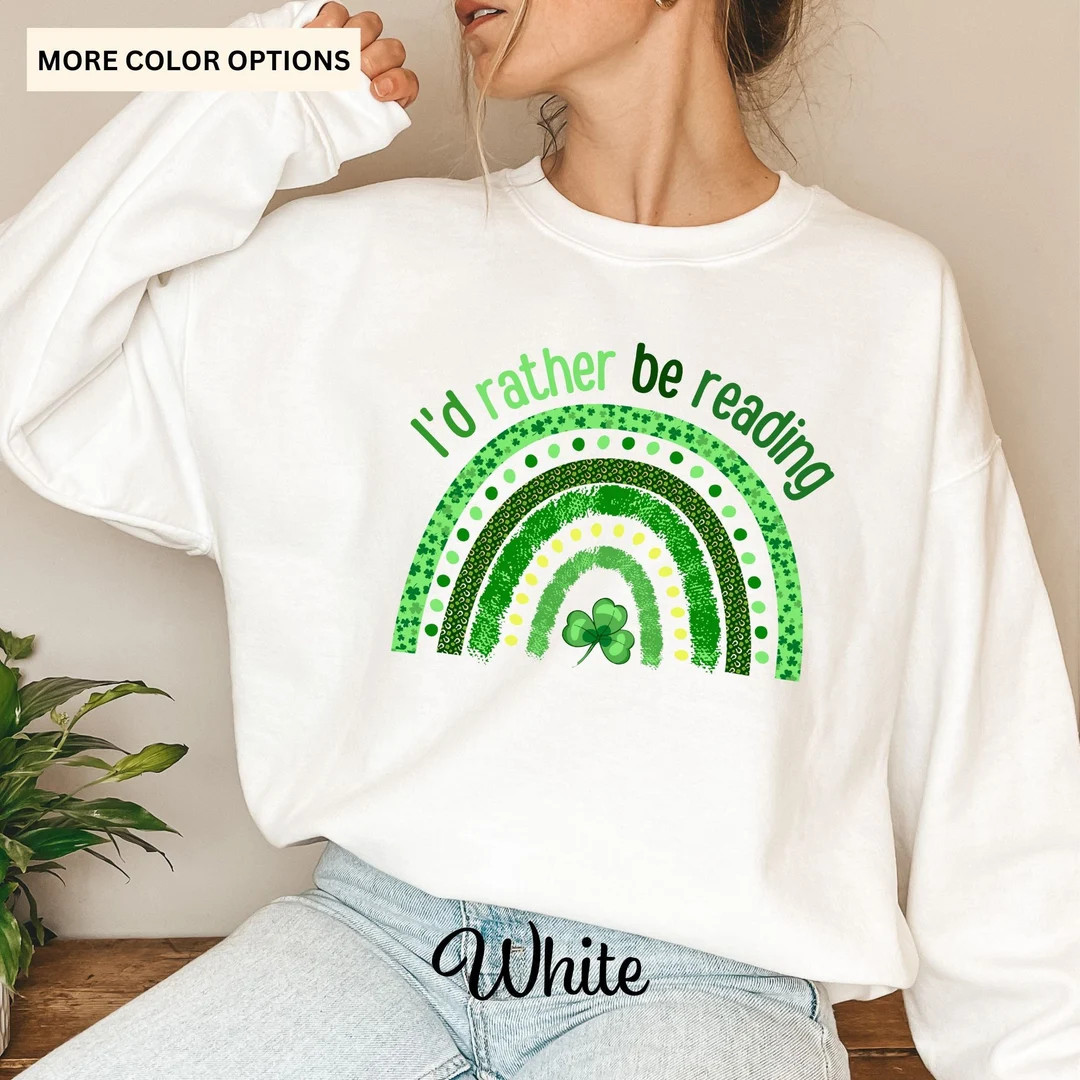 Book Lover Funny St. Patrick's Day Sweatshirt, Reader Gift, Librarian Sweatshirt, Book Club Gift,... | Etsy (US)