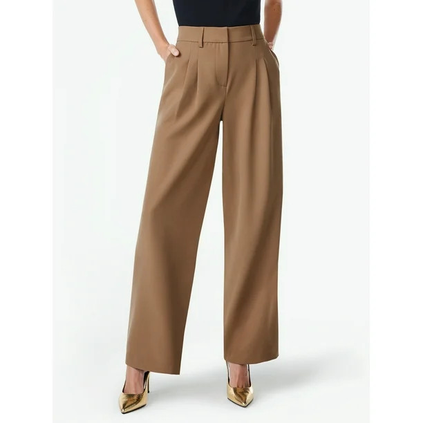 Scoop Women’s Wide Leg Trousers with Elastic Back Waist, Sizes XS-XXL | Walmart (US)