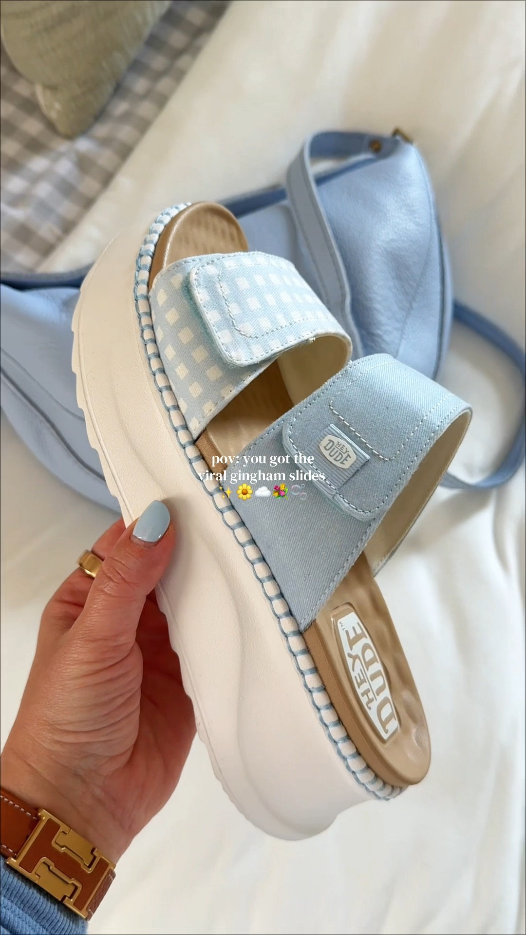 did you know heydude makes cute shoes?! I didn’t and now I’m in love with these 😍

blue gingham sandals women, platform slide sandals, comfy summer slides women, velcro strap sandals women, cushioned footbed sandals, casual everyday sandals women, mom summer sandals comfy, beach vacation sandals outfit, lightweight platform sandals, spring summer sandals 2026, cute comfortable slides women, pastel blue sandals outfit, walking sandals women comfy, trendy casual sandals women, easy slip on sandals women

#LTKmomlife #LTKSaleAlert #LTKSeasonal