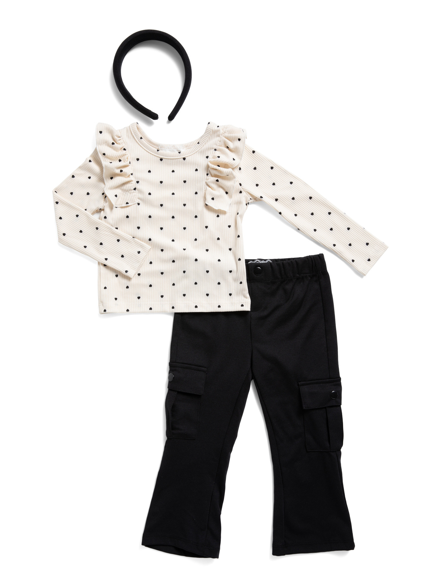 Toddler Girls Shoulder Ruffle Top And Cargo Pants Set | Clearance On Clearance | Marshalls | Marshalls