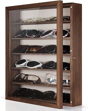 TJ.MOREE Sunglasses Organizer Storage Wall Mounted: 13 x 15.6 inches Eyewear Display Case Rustic ... | Amazon (US)