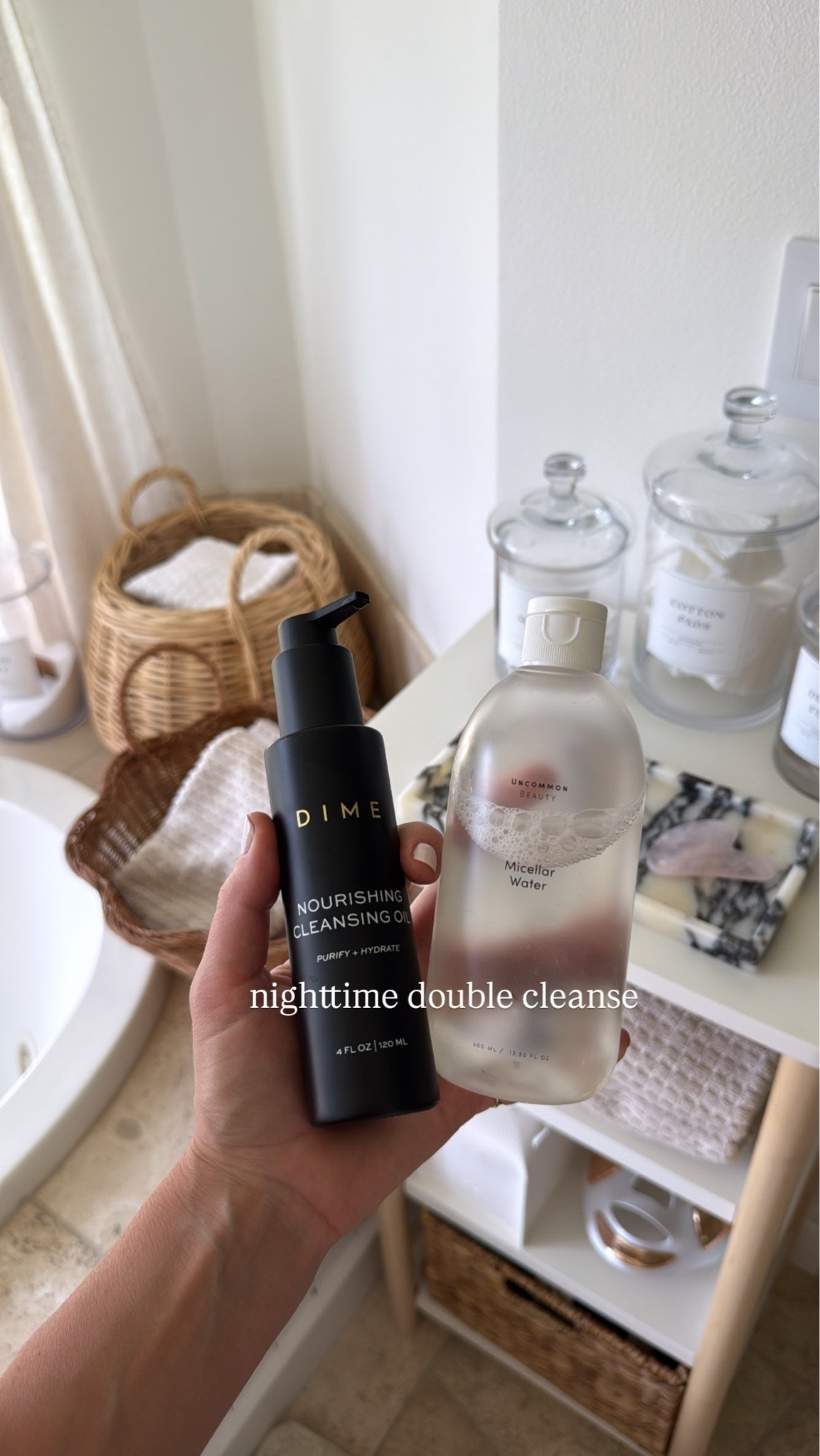 Nightime double cleanse is A-must for clear skin!! Cleansing oil + micellar water 💦

Clean non-toxic skincare 
Selfcare

#LTKselfcare #LTKBeauty #LTKOver40