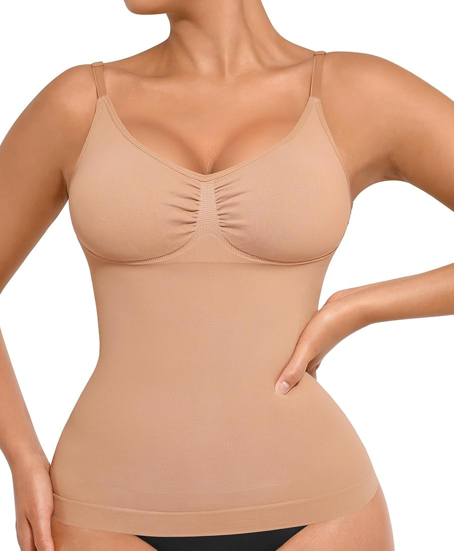 FeelinGirl Womens Tank Top Shapewear Tummy Control Tops Slimming Cami Tank Seamless Compression V... | Amazon (US)