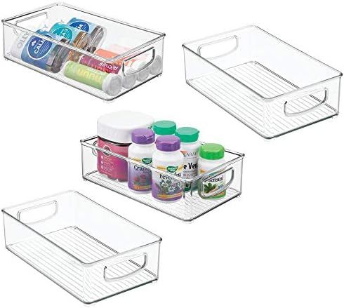 mDesign Stackable Plastic Storage Organizer Container Bin with Handles for Bathroom - Holds Vitam... | Amazon (US)