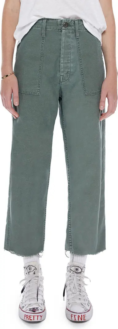 The Patch Pocket Private High Waist Frayed Crop Straight Leg Jeans | Nordstrom