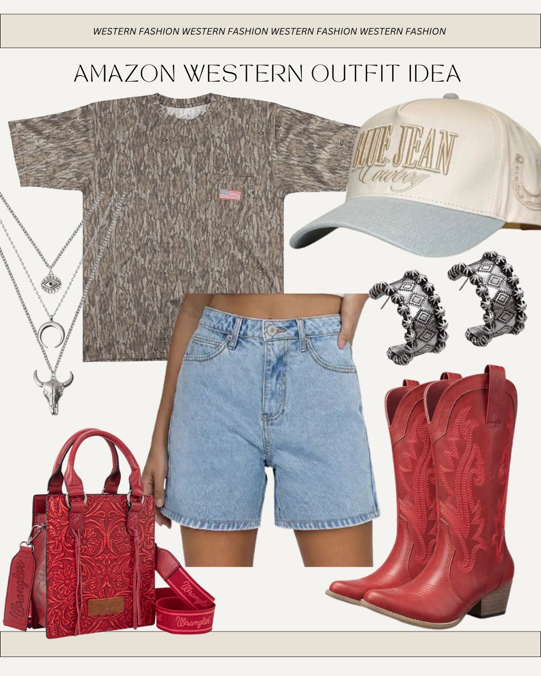 Camo tee shirt - country concert outfit - Amazon summer outfit idea - red cowgirl boots

#LTKgrwm #LTKootd