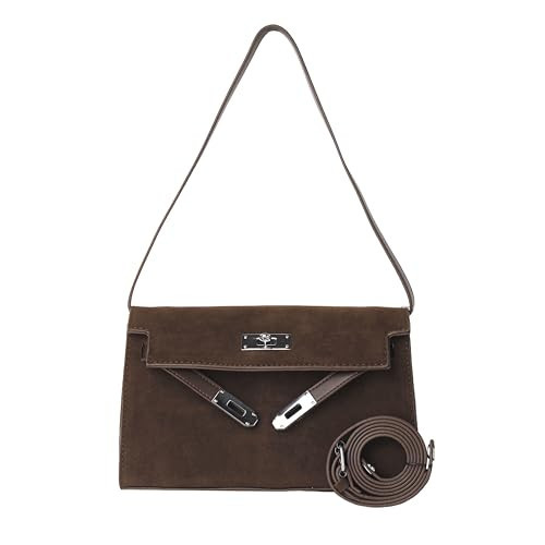 Nylosiaind Suede Shoulder Bag, Brown, Crossbody Style with Flap and Buckle Closure (Brown) | Amazon (US)