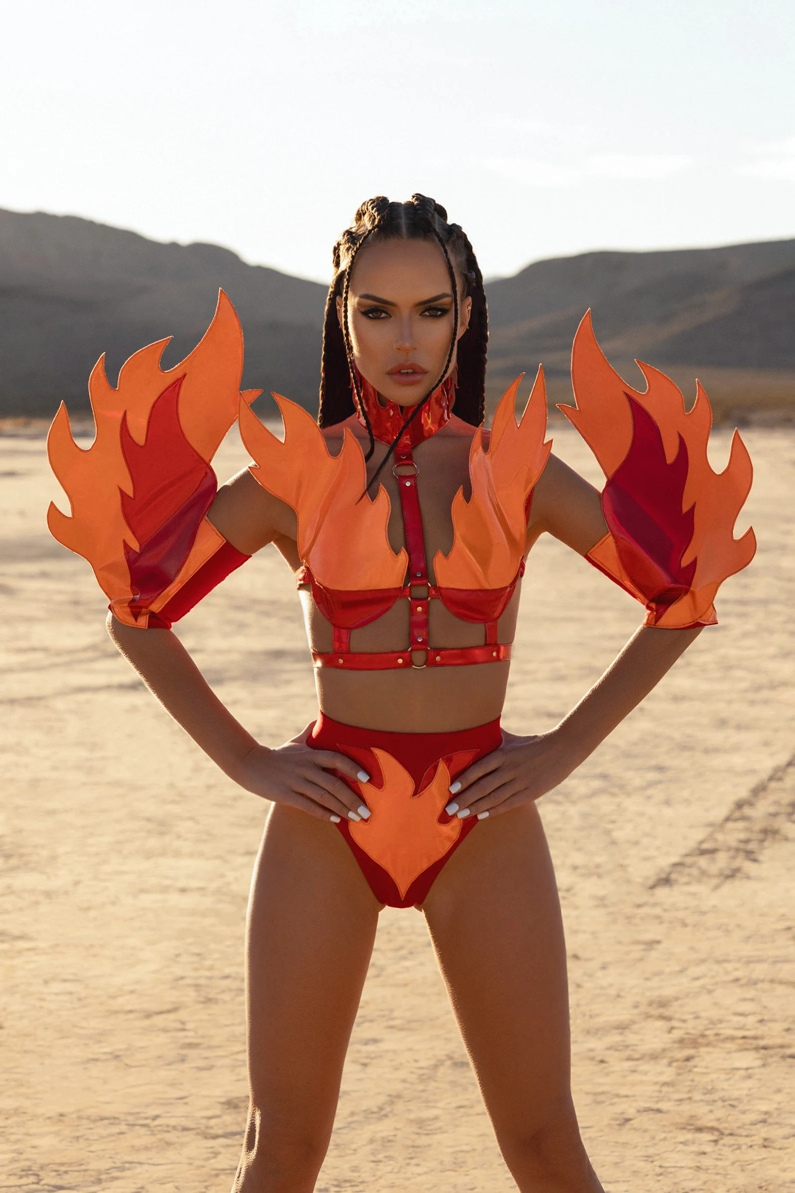 Red Flame Festival Set - Burning Man, Rave Outfit, Futuristic Costume - Etsy | Etsy (US)