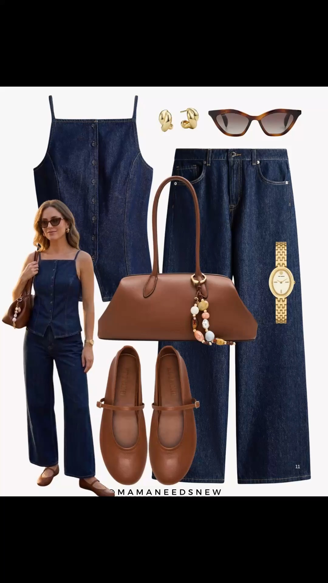 A spring outfit with denim matching vest and jeans set, Maryjane flats, shoulder bag 

#LTKSpringSale #LTKSeasonal #LTKSaleAlert